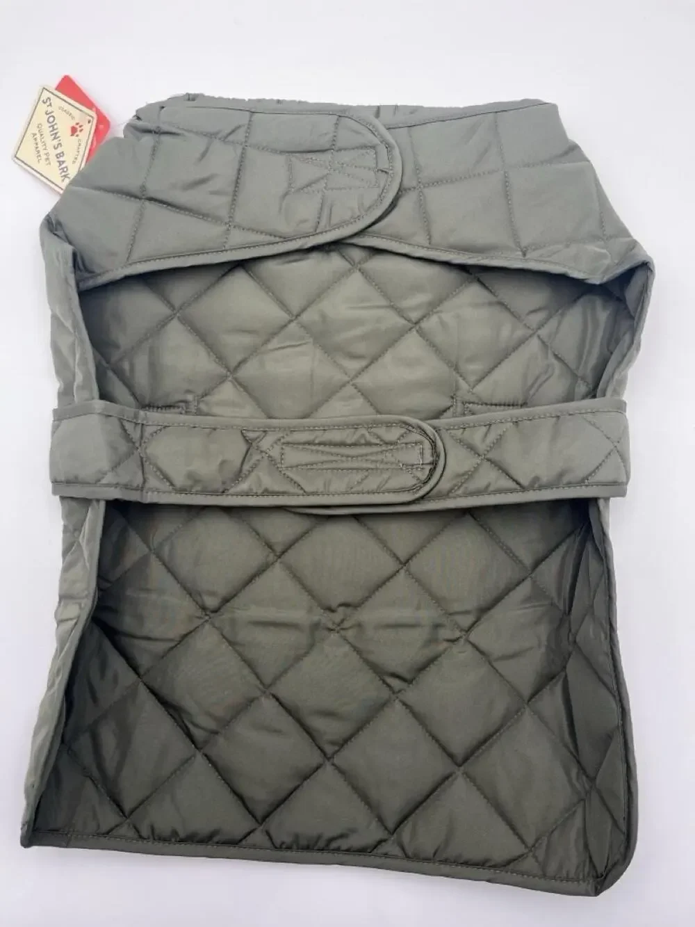 NEW WITH TAGS St John's Bark Dog Coat Jacket Large Green Quilted Pet Apparel